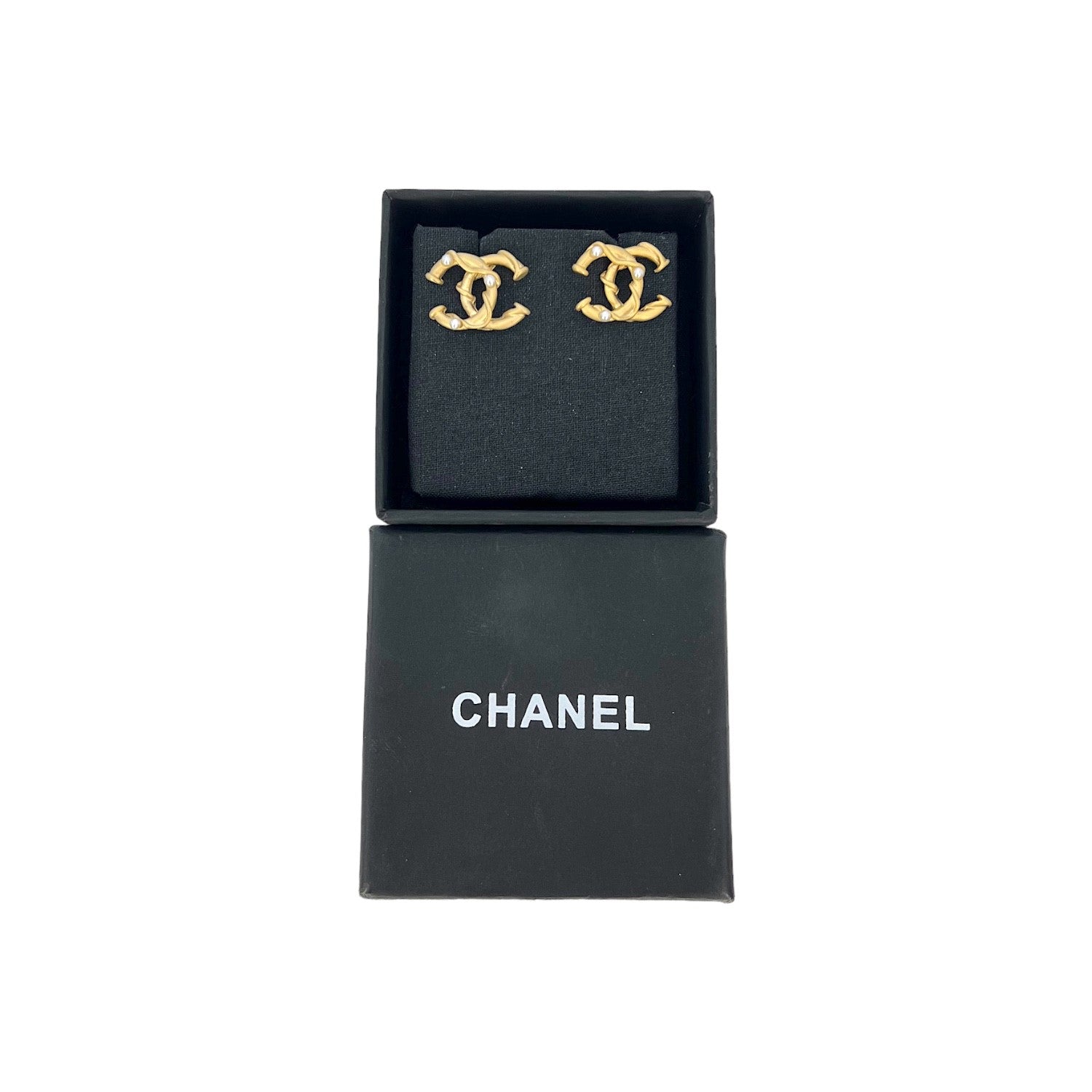 Chanel CC Faux Pearl Stud Earrings