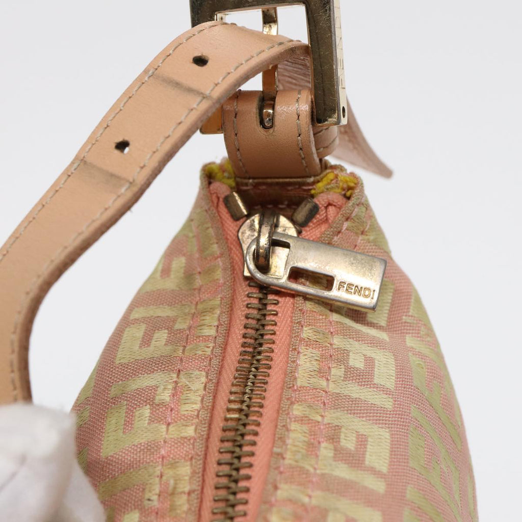 FENDI Zucchino Canvas Hand Bag Pink Gold 85309