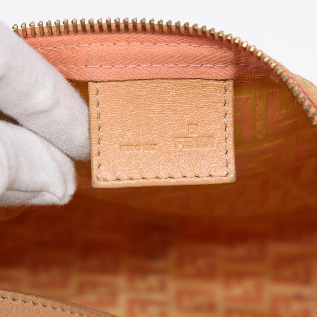 FENDI Zucchino Canvas Hand Bag Pink Gold 85309