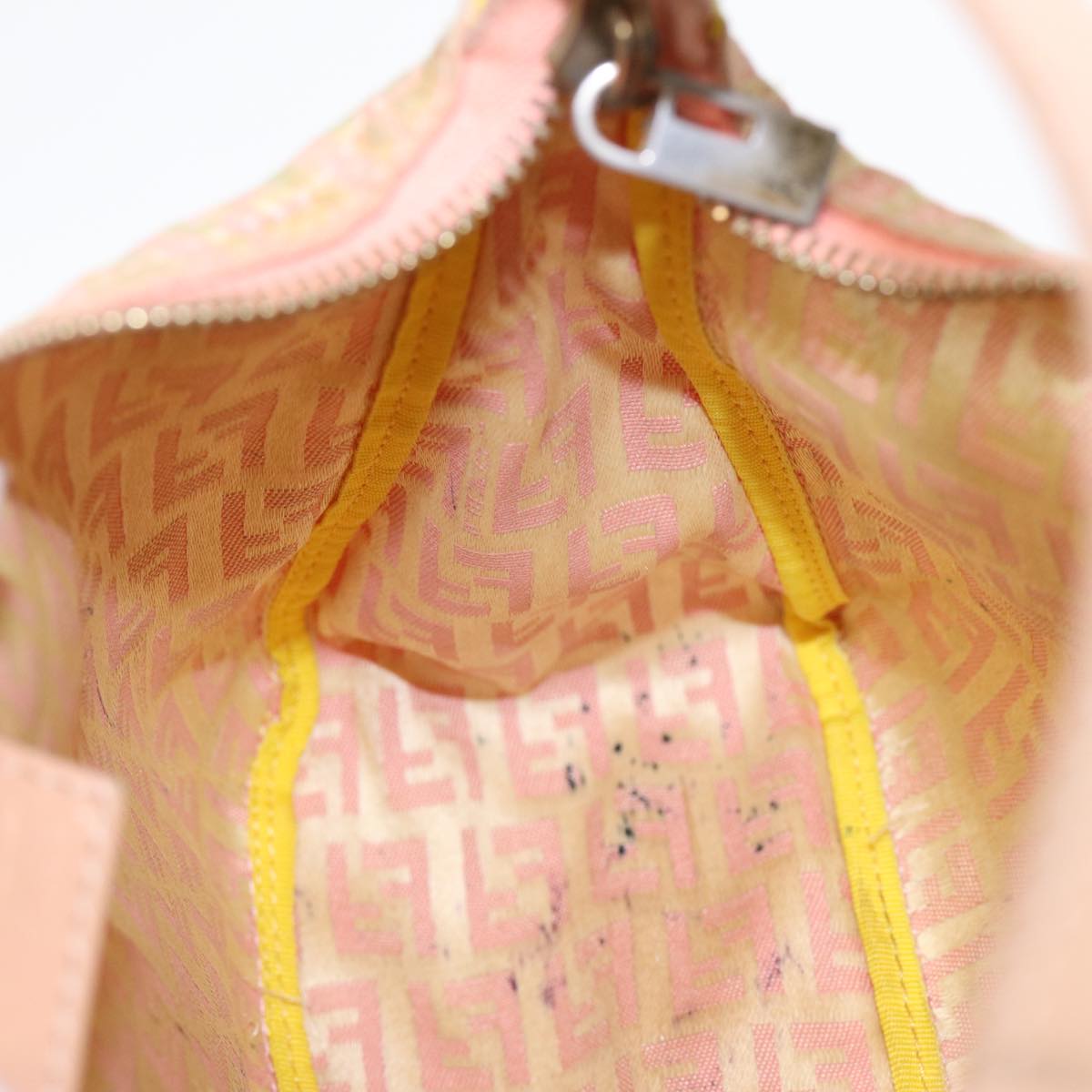 FENDI Zucchino Canvas Hand Bag Pink Gold 85309
