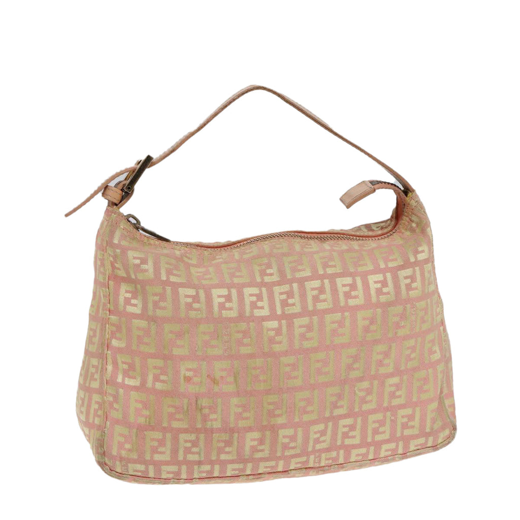 FENDI Zucchino Canvas Hand Bag Pink Gold 85309