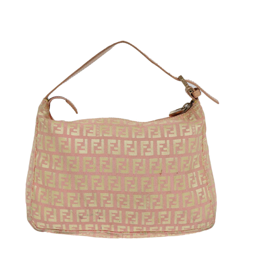 FENDI Zucchino Canvas Hand Bag Pink Gold 85309
