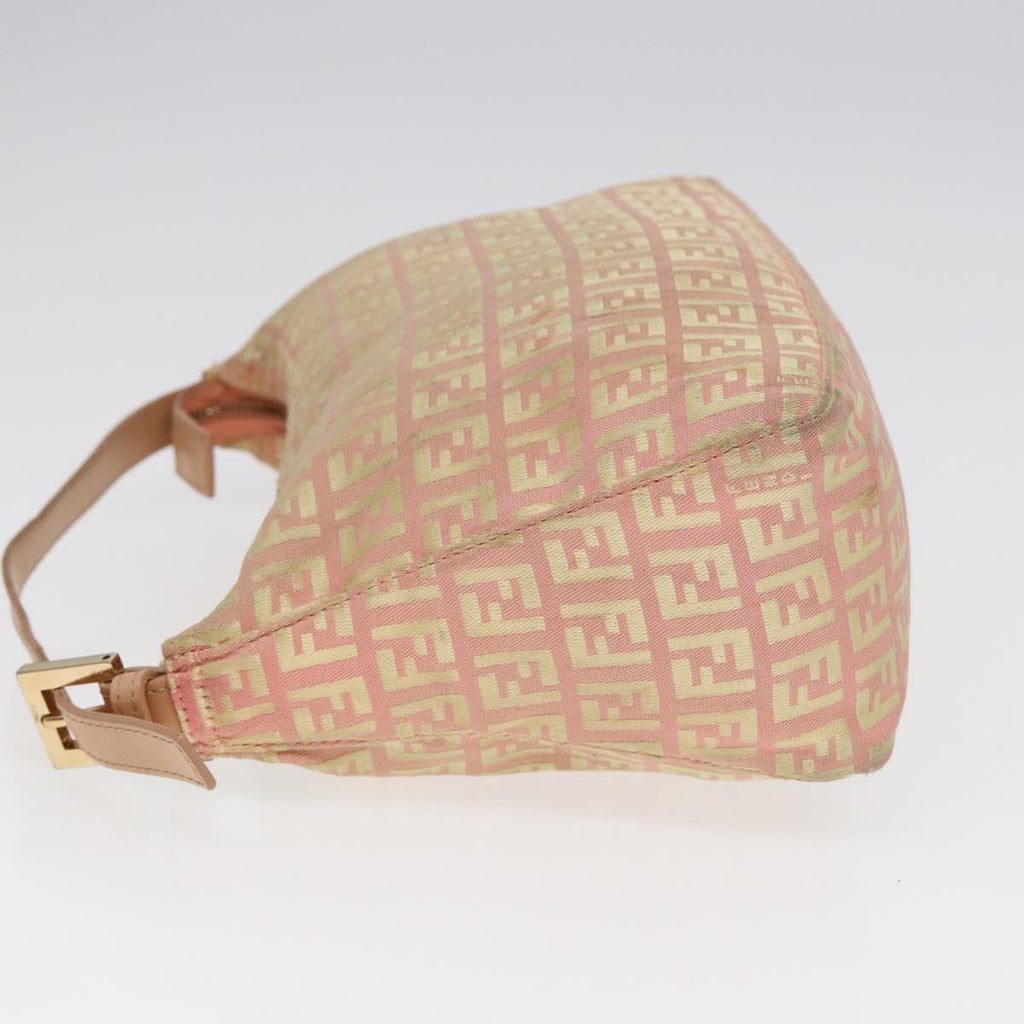 FENDI Zucchino Canvas Hand Bag Pink Gold 85309