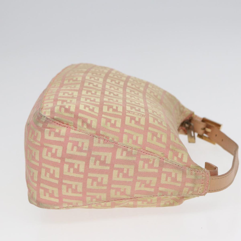FENDI Zucchino Canvas Hand Bag Pink Gold 85309