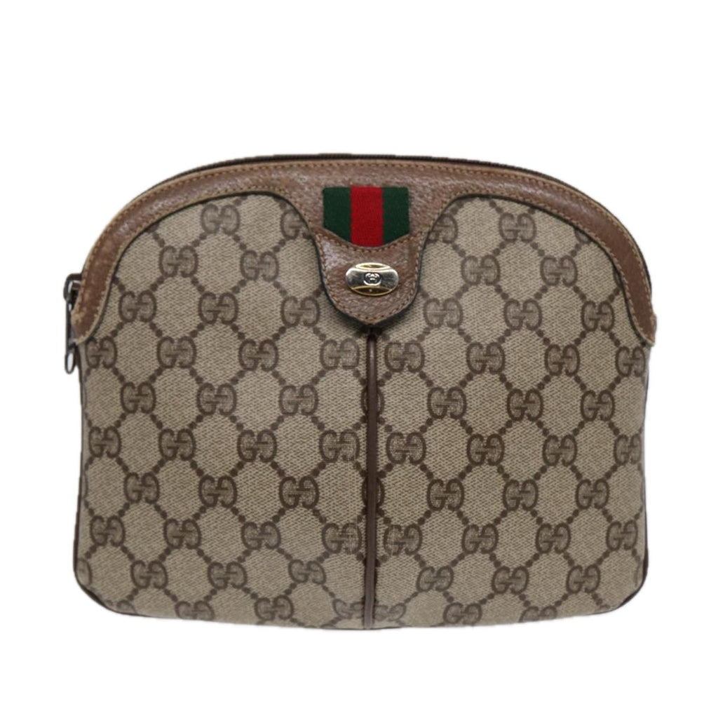 GUCCI GG Supreme Web Sherry Line Shoulder Bag PVC Beige 904 02 047 85369
