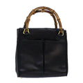 GUCCI Bamboo Hand Bag Leather Black Gold 000 122 0316 85376