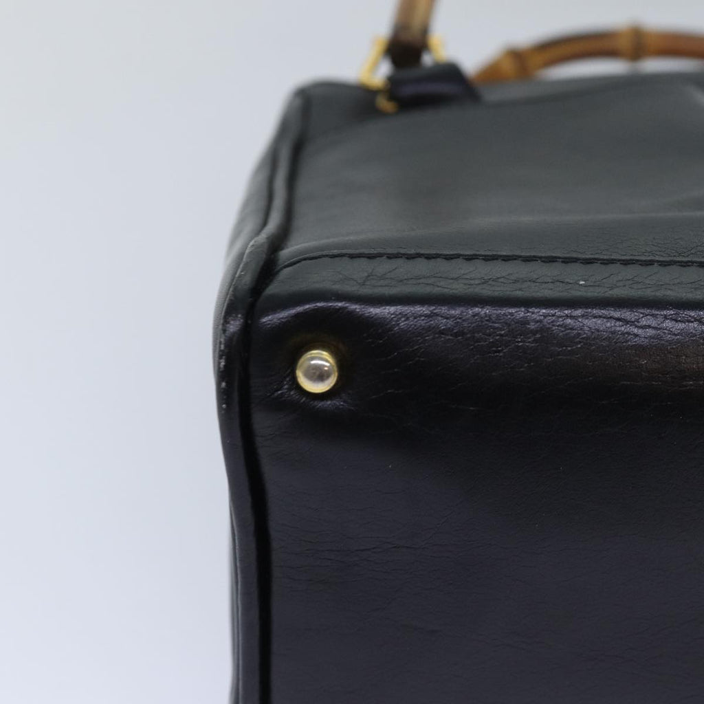 GUCCI Bamboo Hand Bag Leather Black Gold 000 122 0316 85376