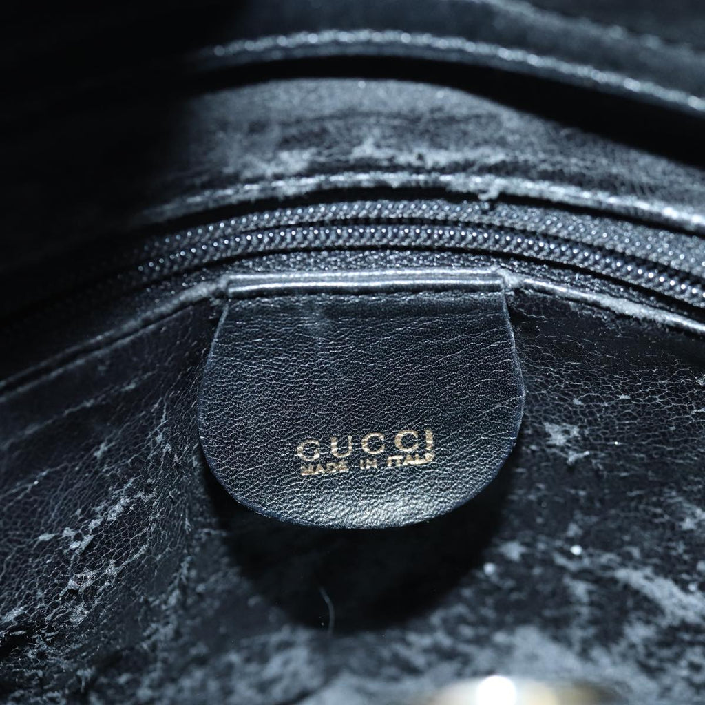 GUCCI Bamboo Hand Bag Leather Black Gold 000 122 0316 85376