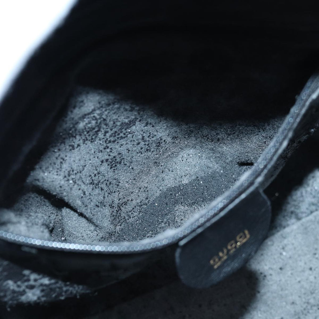 GUCCI Bamboo Hand Bag Leather Black Gold 000 122 0316 85376