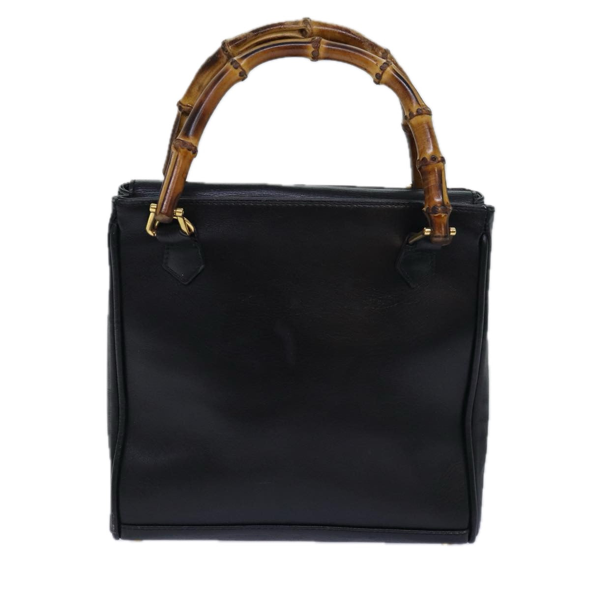GUCCI Bamboo Hand Bag Leather Black Gold 000 122 0316 85376
