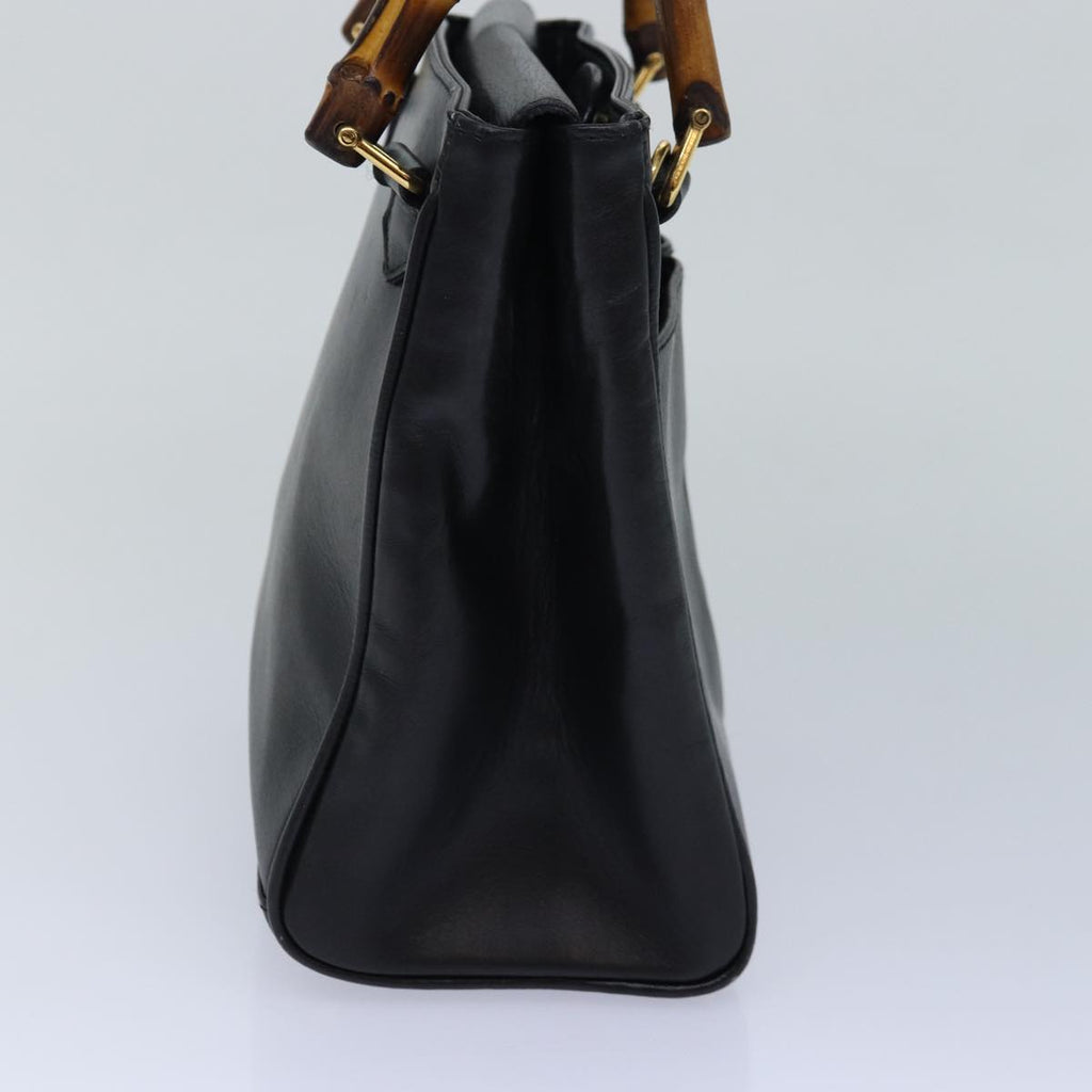 GUCCI Bamboo Hand Bag Leather Black Gold 000 122 0316 85376