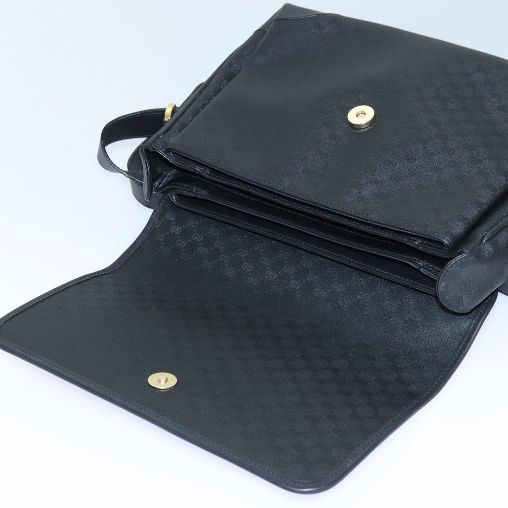 GUCCI Micro GG Supreme Shoulder Bag PVC Black Gold 001 116 0924 85388