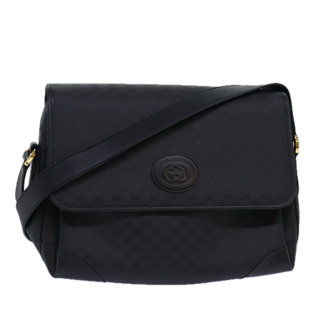 GUCCI Micro GG Supreme Shoulder Bag PVC Black Gold 001 116 0924 85388