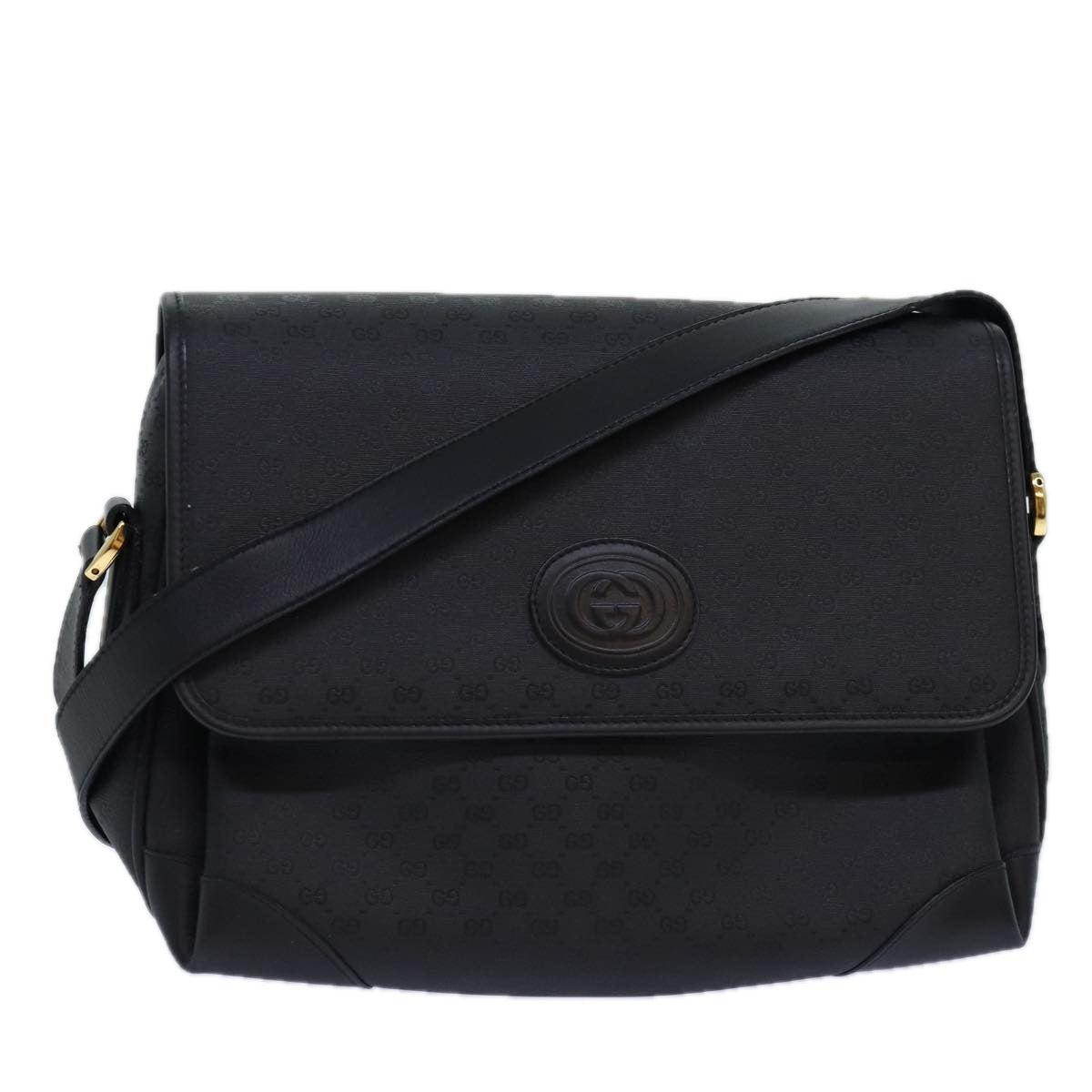 GUCCI Micro GG Supreme Shoulder Bag PVC Black Gold 001 116 0924 85388