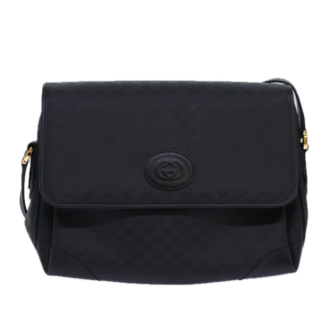 GUCCI Micro GG Supreme Shoulder Bag PVC Black Gold 001 116 0924 85388