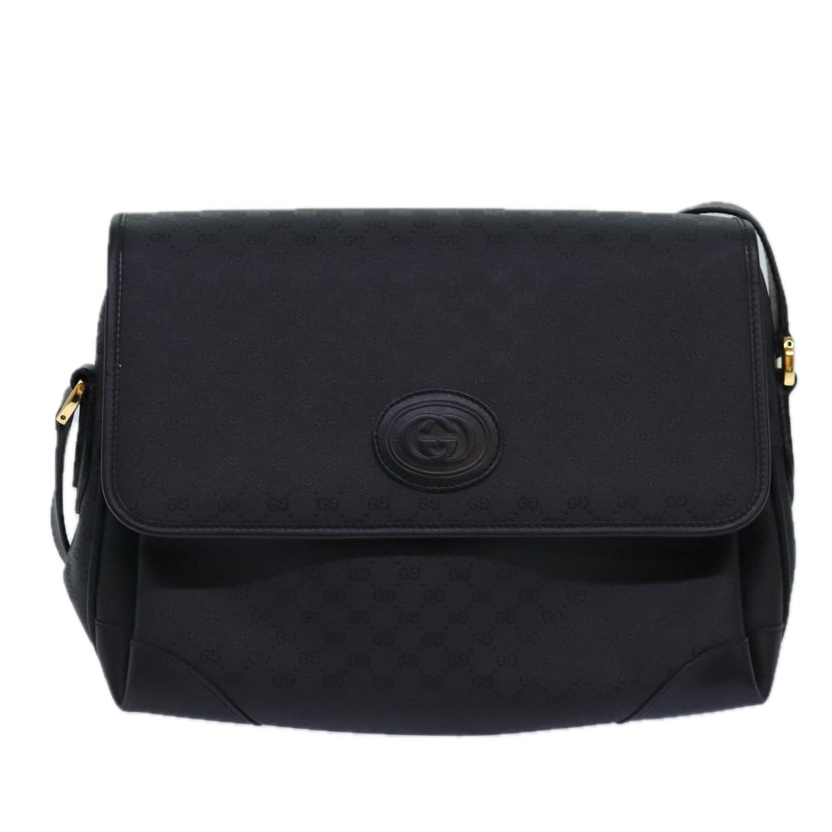 GUCCI Micro GG Supreme Shoulder Bag PVC Black Gold 001 116 0924 85388