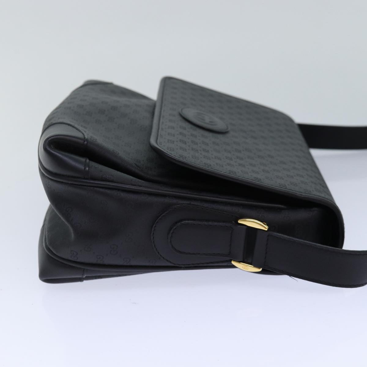 GUCCI Micro GG Supreme Shoulder Bag PVC Black Gold 001 116 0924 85388