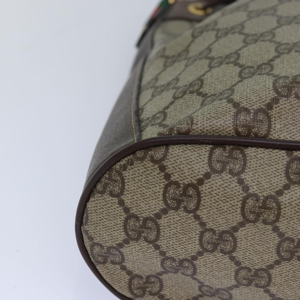 GUCCI GG Supreme Web Sherry Line Shoulder Bag PVC Beige Gold 85390