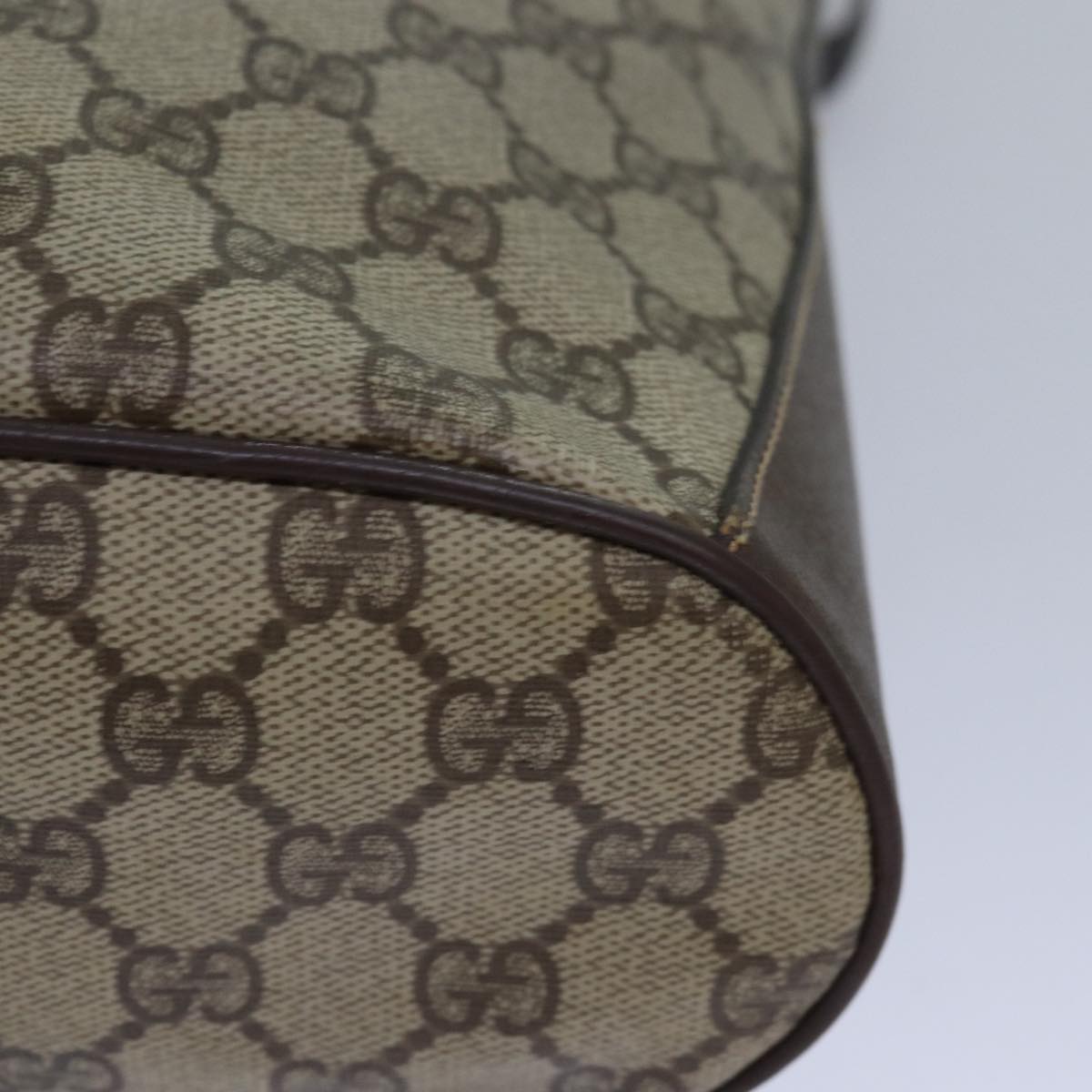 GUCCI GG Supreme Web Sherry Line Shoulder Bag PVC Beige Gold 85390