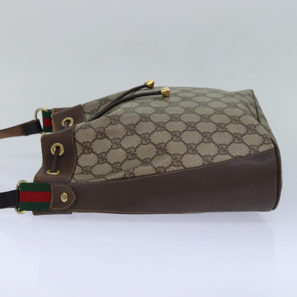 GUCCI GG Supreme Web Sherry Line Shoulder Bag PVC Beige Gold 85390