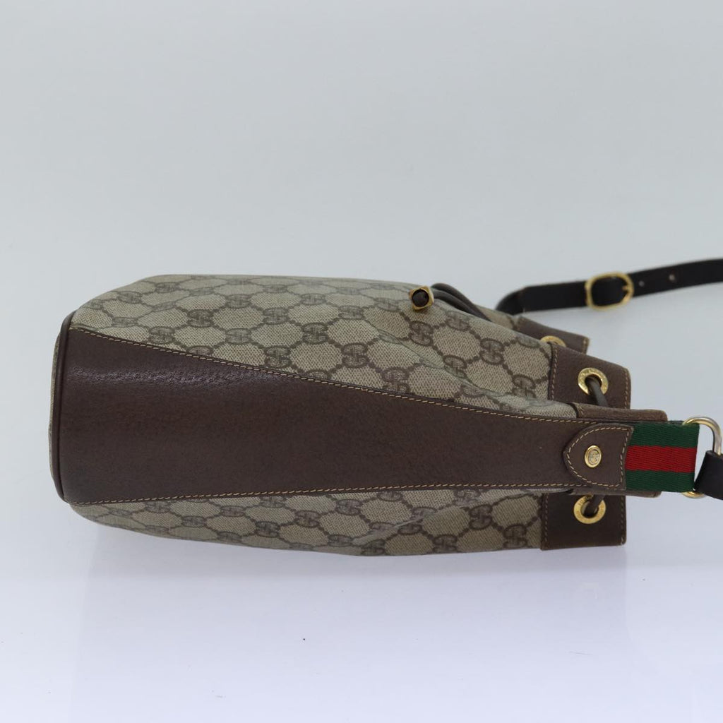 GUCCI GG Supreme Web Sherry Line Shoulder Bag PVC Beige Gold 85390