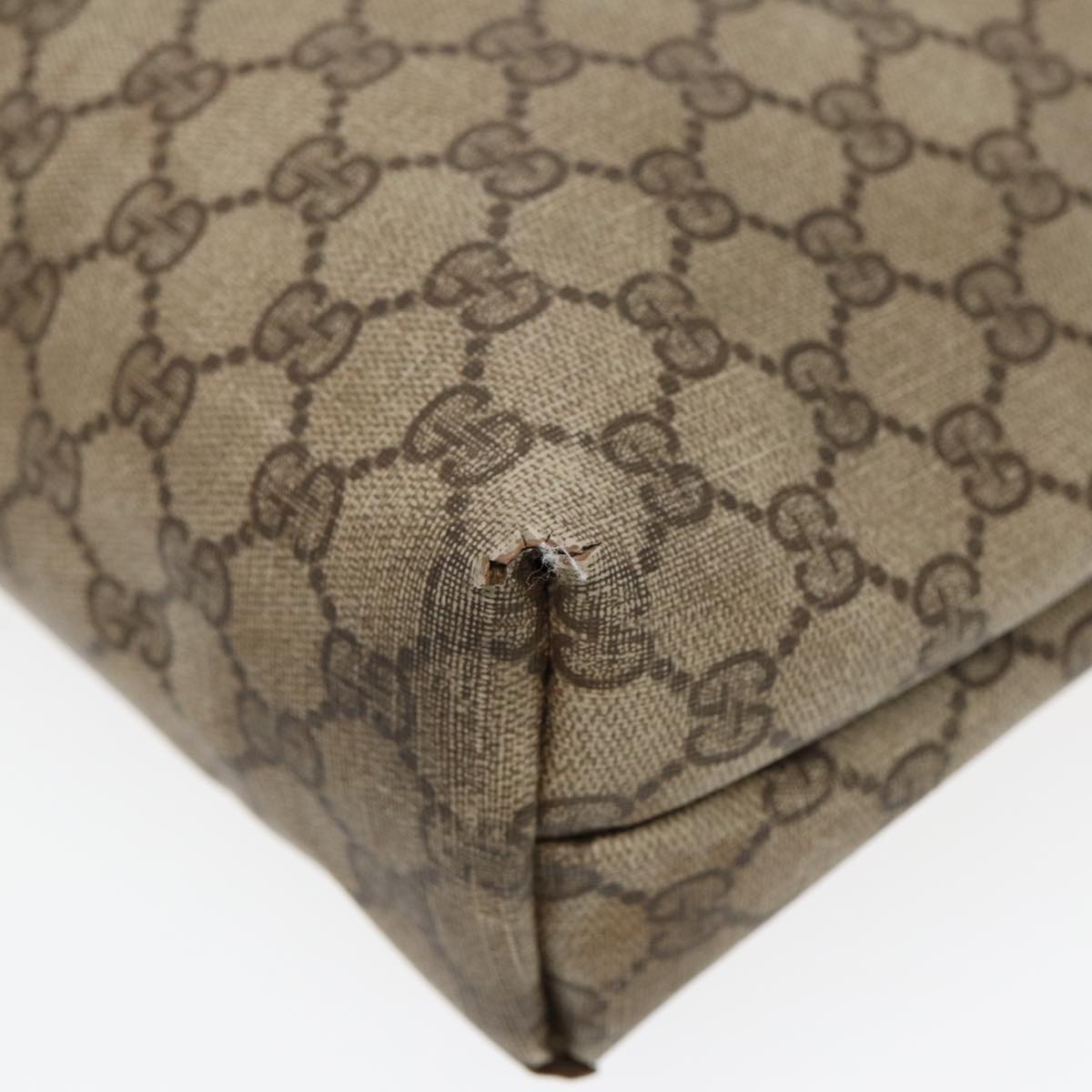 GUCCI GG Supreme Web Sherry Line Tote Bag PVC Beige Gold 39 02 003 85391