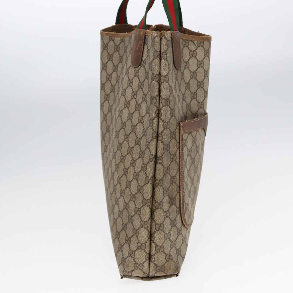 GUCCI GG Supreme Web Sherry Line Tote Bag PVC Beige Gold 39 02 003 85391