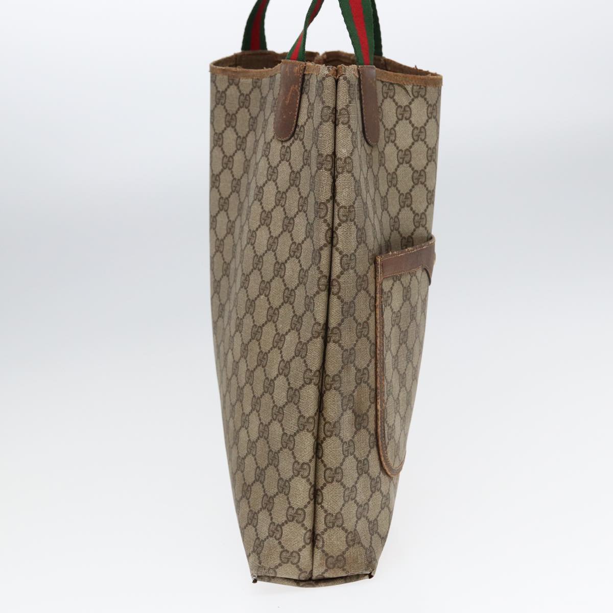 GUCCI GG Supreme Web Sherry Line Tote Bag PVC Beige Gold 39 02 003 85391