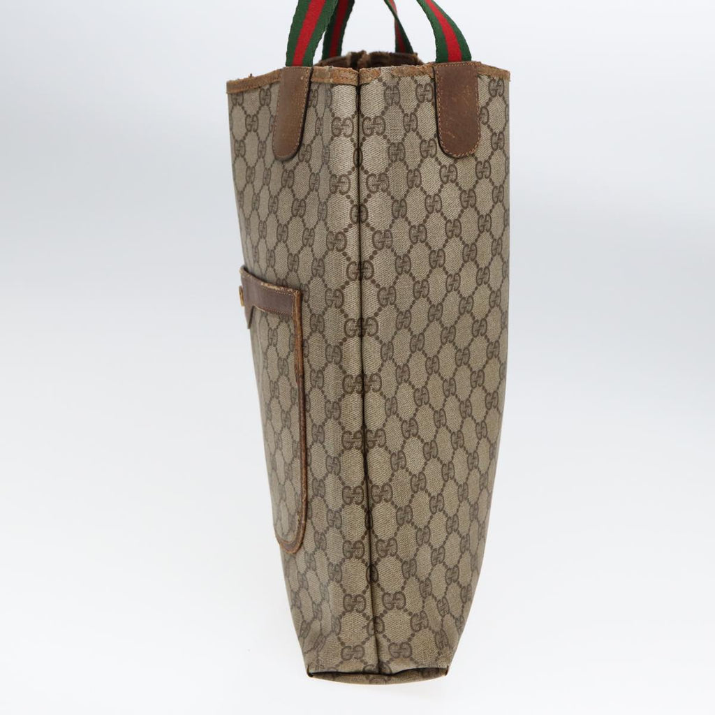 GUCCI GG Supreme Web Sherry Line Tote Bag PVC Beige Gold 39 02 003 85391