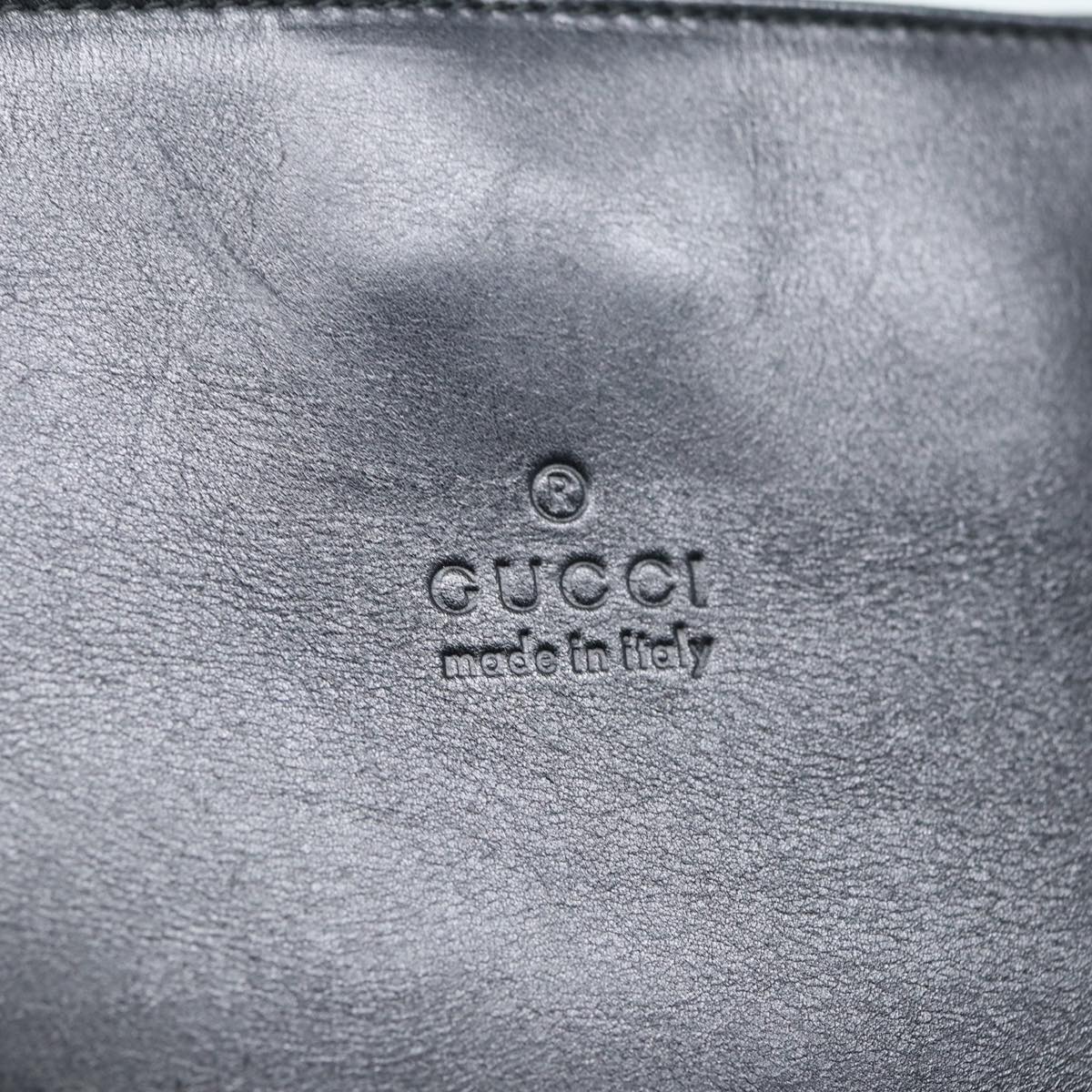 GUCCI Shoulder Bag Leather Silver Black 001 3167 85392