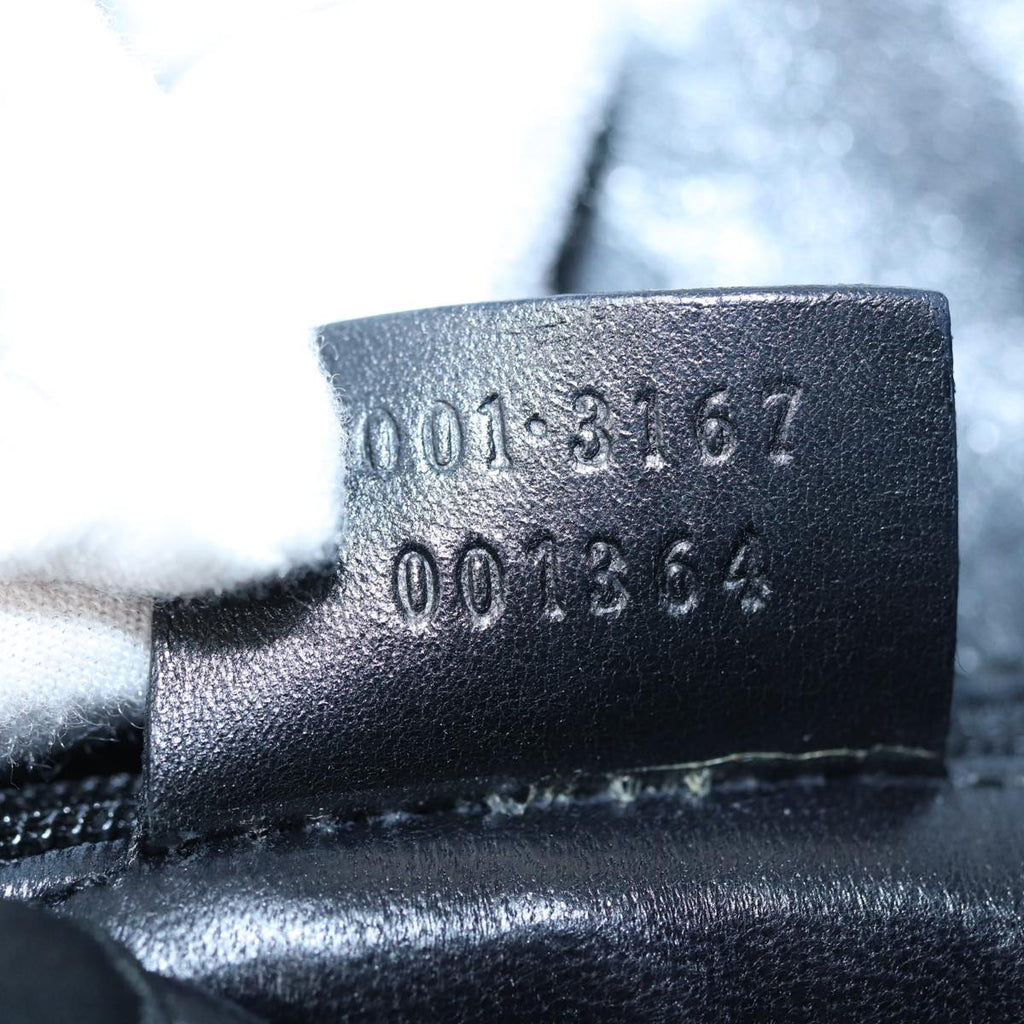 GUCCI Shoulder Bag Leather Silver Black 001 3167 85392
