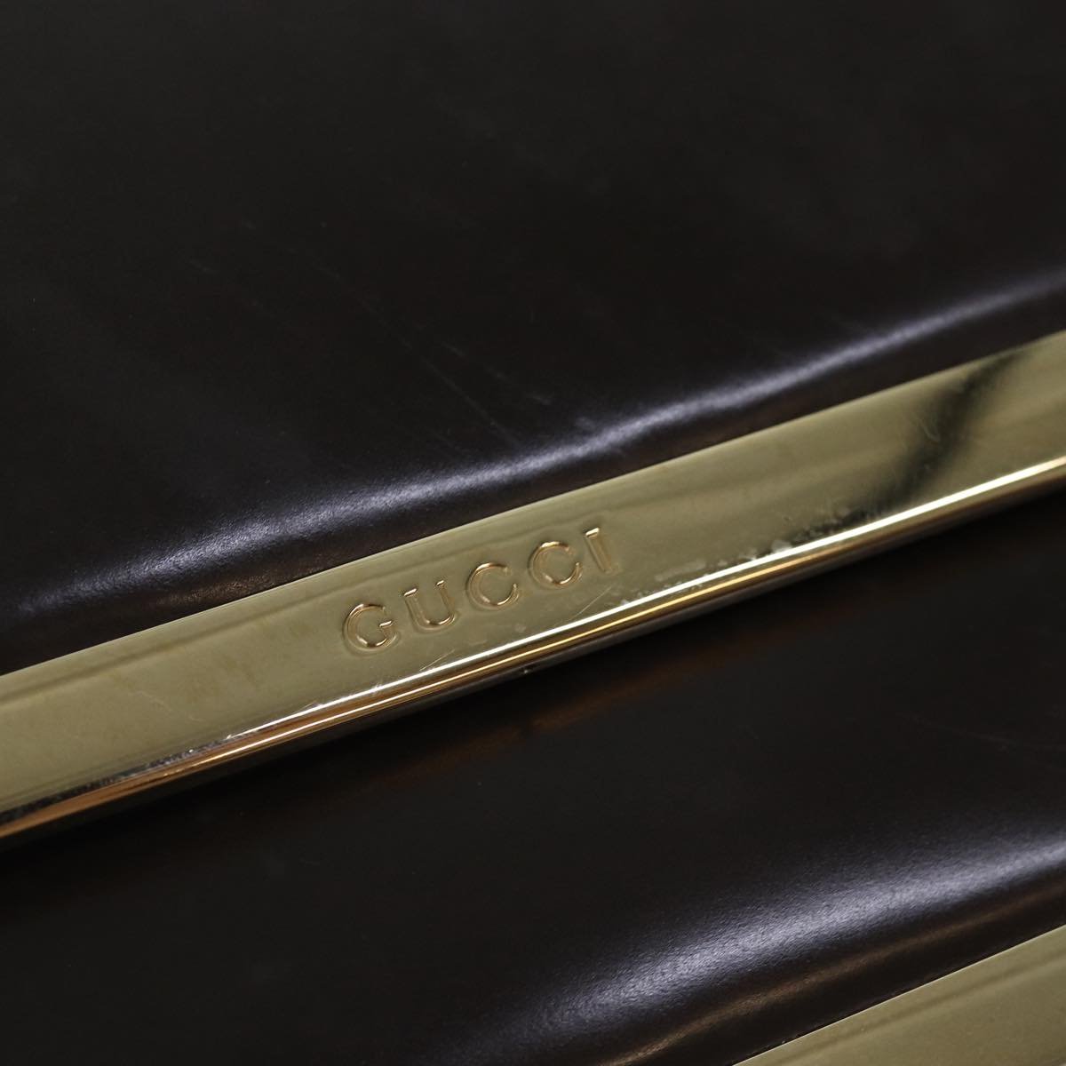 GUCCI Shoulder Bag Leather Gold Brown 001 2058 1764 0 85409