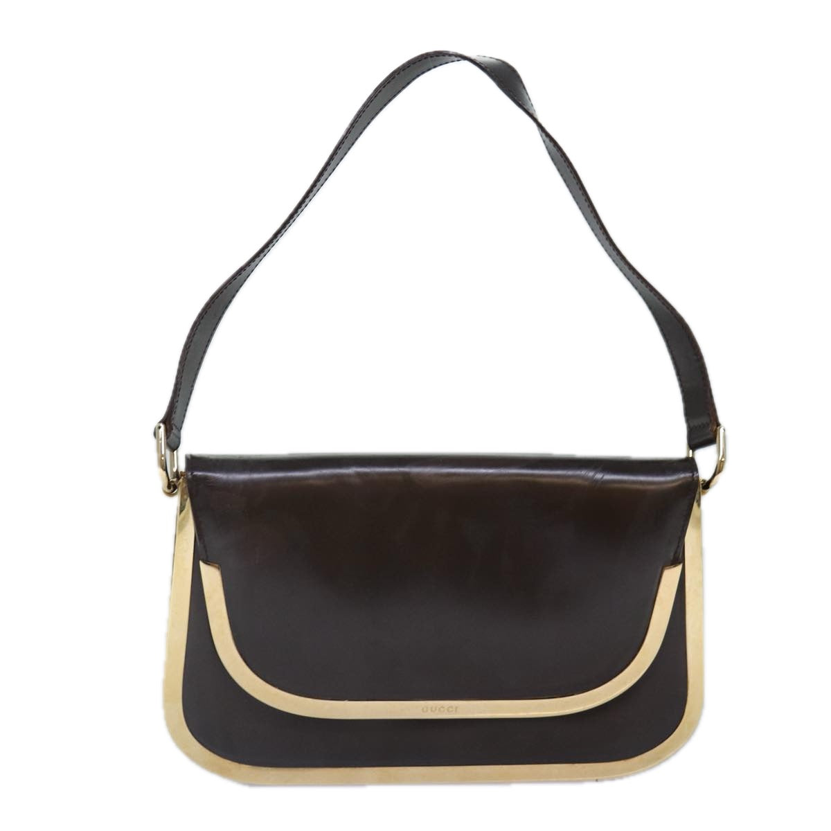 GUCCI Shoulder Bag Leather Gold Brown 001 2058 1764 0 85409