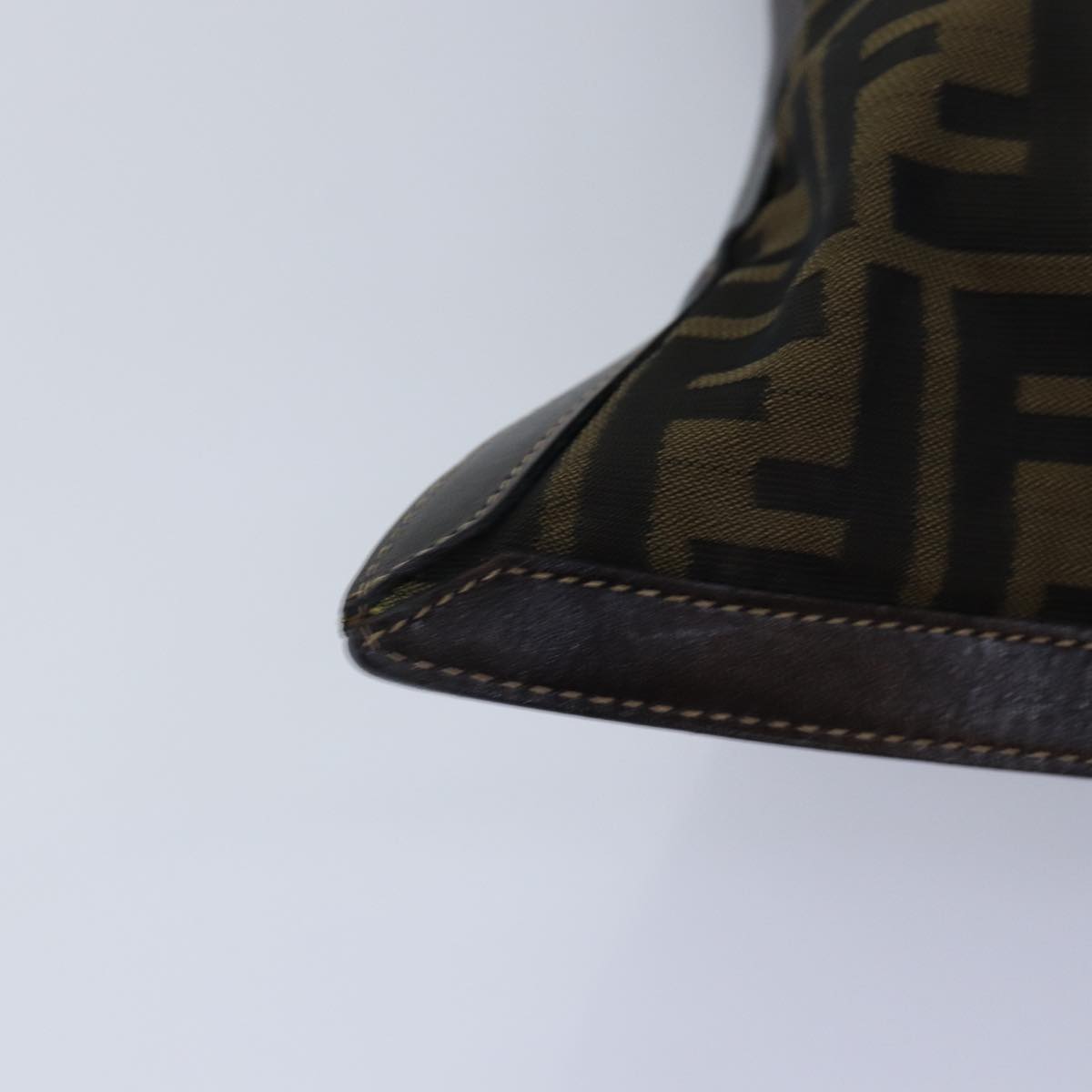 FENDI Zucca Canvas Clutch Bag Brown Black gold 85411