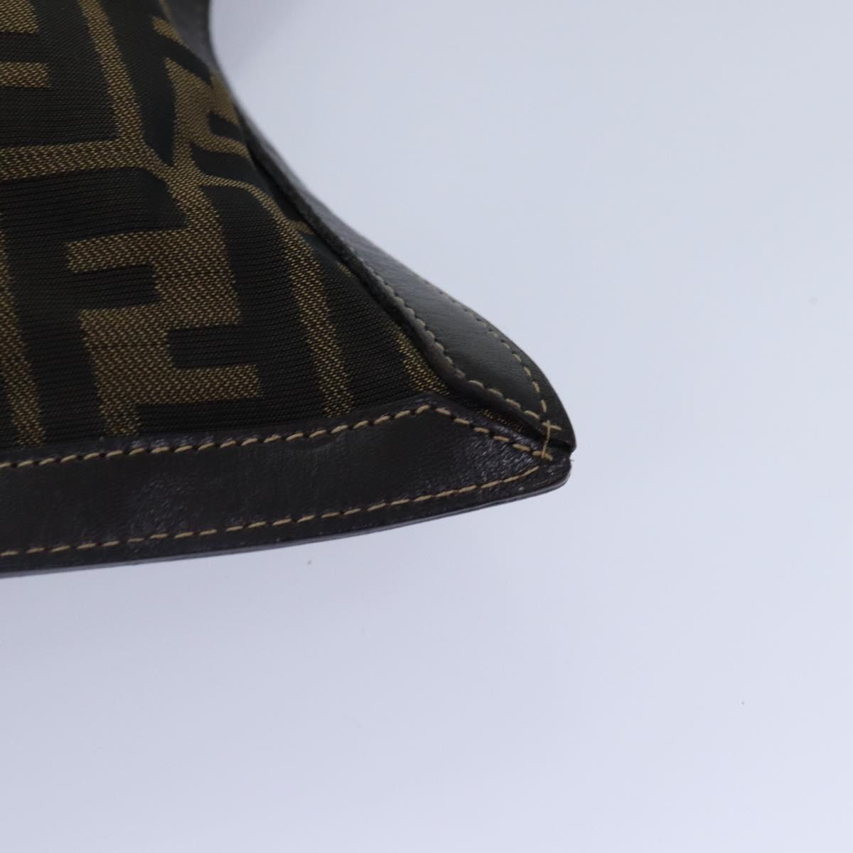 FENDI Zucca Canvas Clutch Bag Brown Black gold 85411