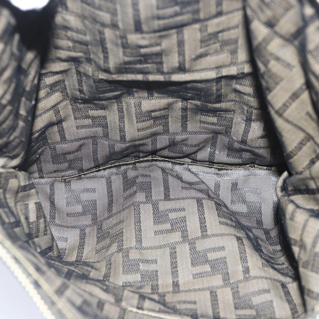 FENDI Zucca Canvas Clutch Bag Brown Black gold 85411