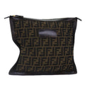 FENDI Zucca Canvas Clutch Bag Brown Black gold 85411
