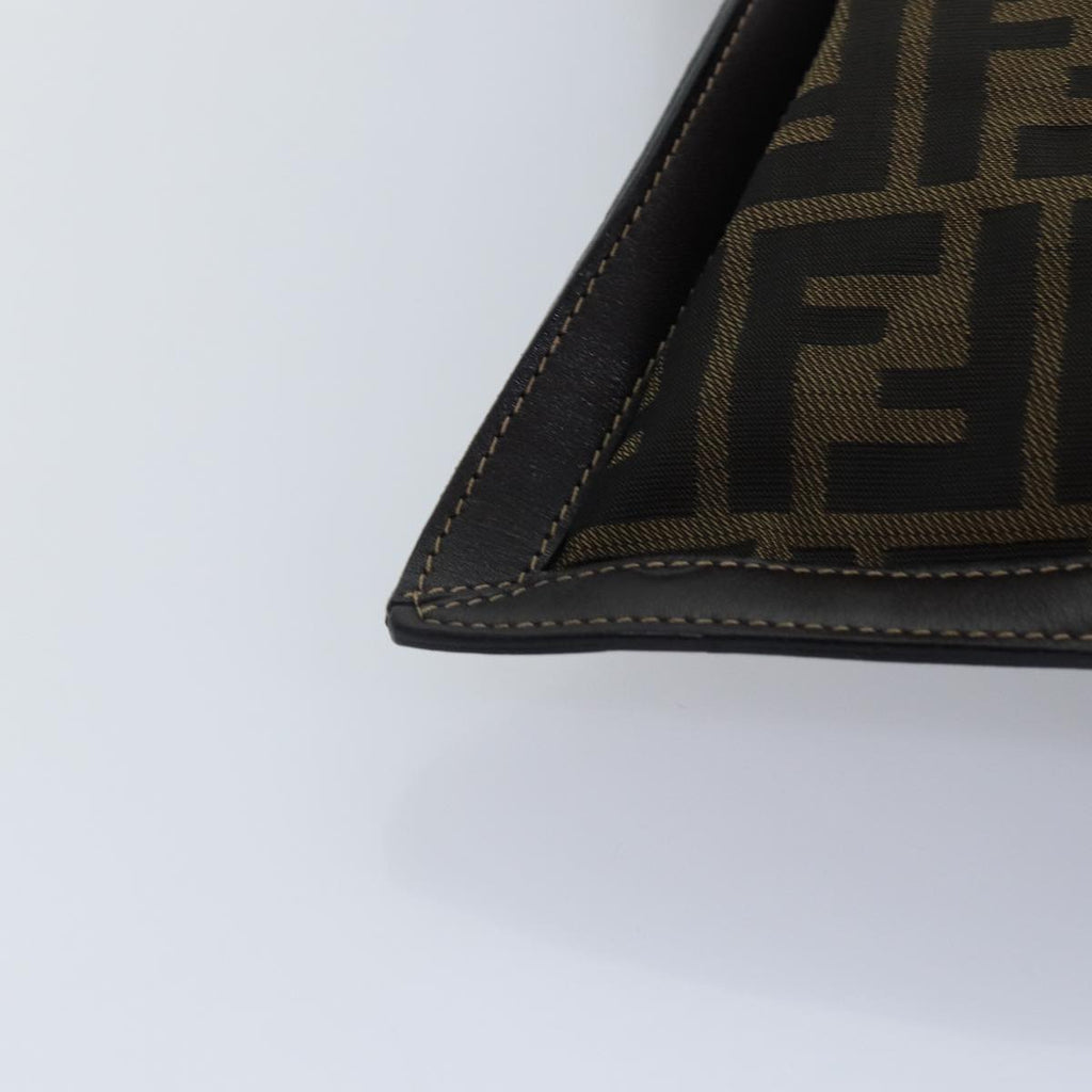 FENDI Zucca Canvas Clutch Bag Brown Black gold 85411