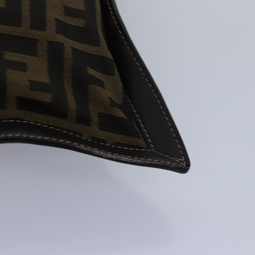 FENDI Zucca Canvas Clutch Bag Brown Black gold 85411