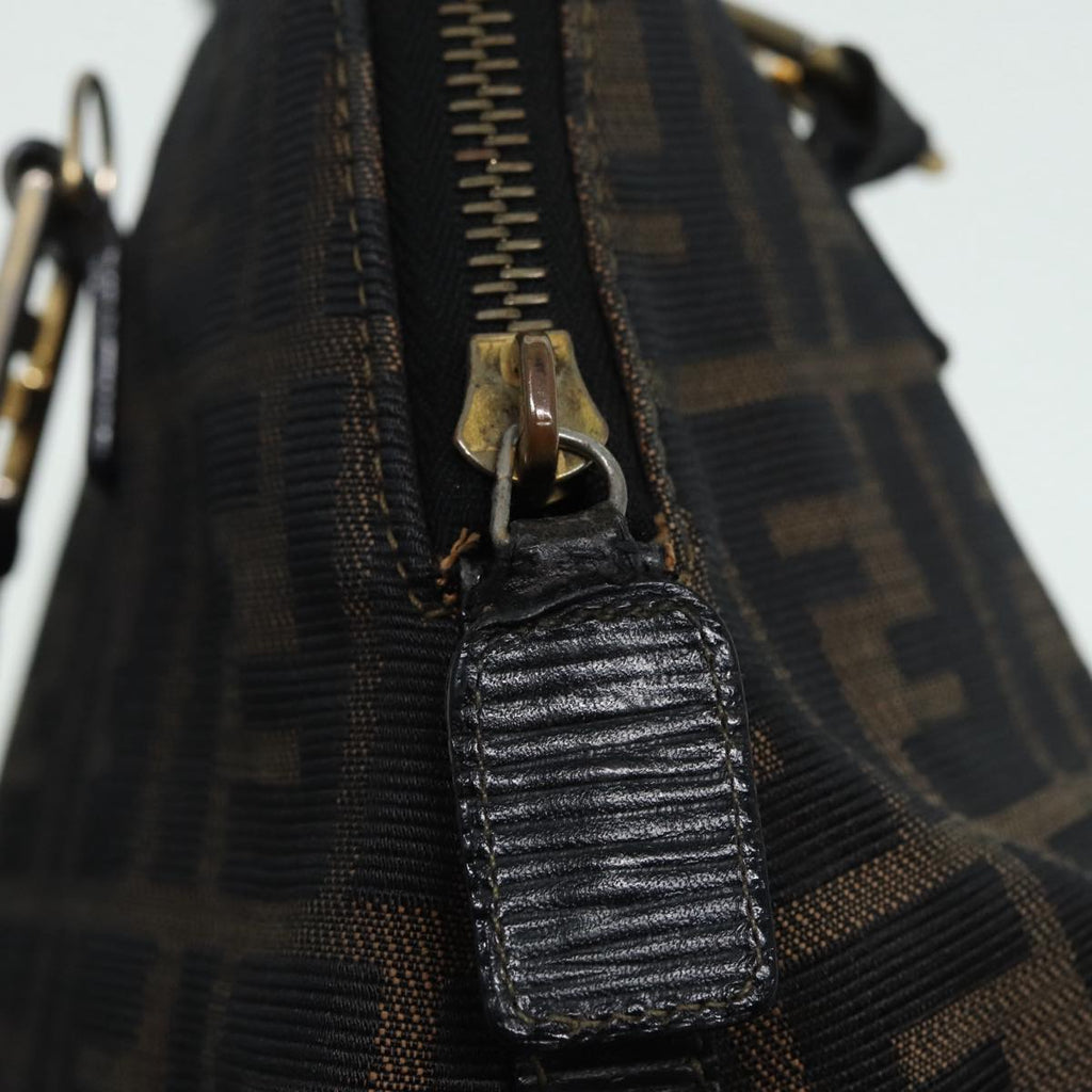 FENDI Zucca Canvas Hand Bag Brown Black gold 85463