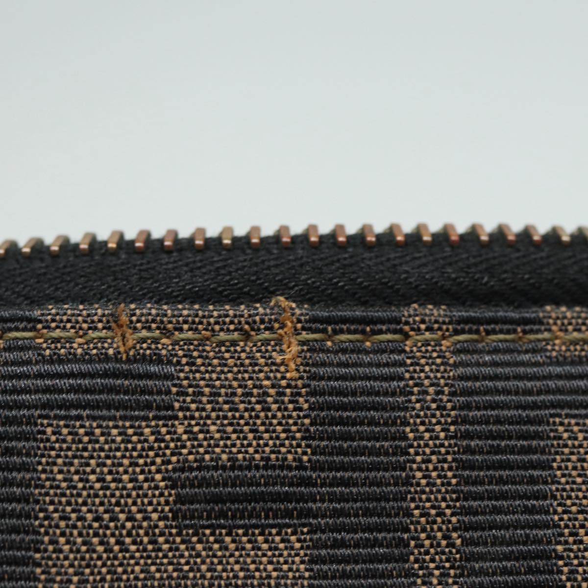 FENDI Zucca Canvas Hand Bag Brown Black gold 85463