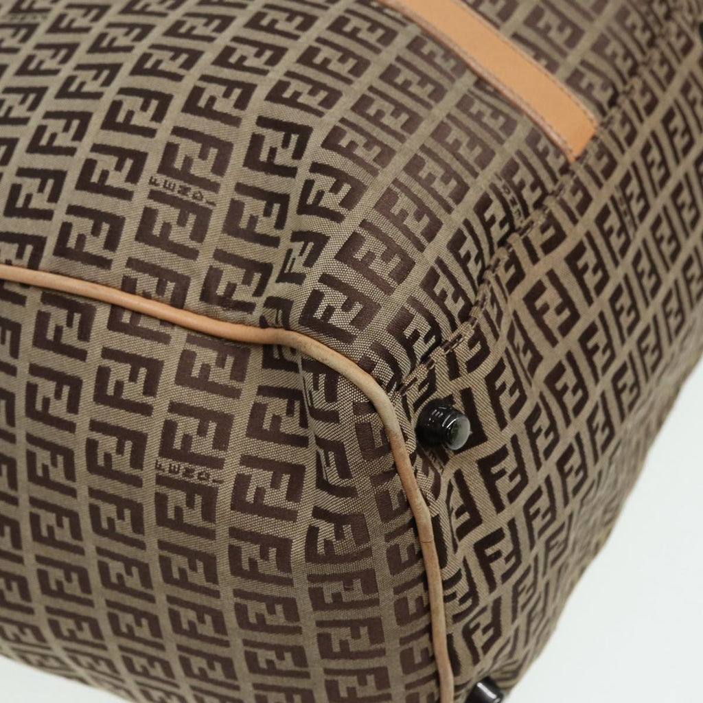 FENDI Zucchino Canvas Boston Bag 2way Beige Brown 85464