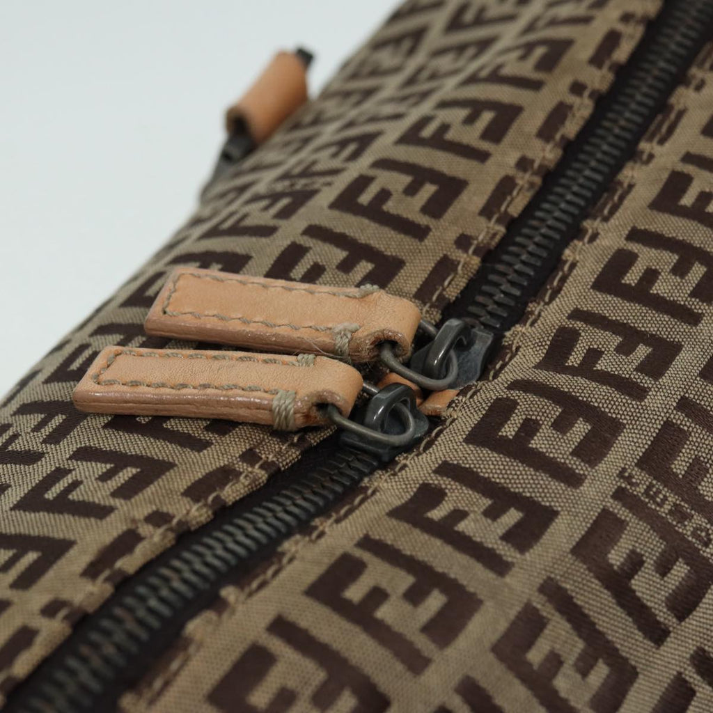 FENDI Zucchino Canvas Boston Bag 2way Beige Brown 85464