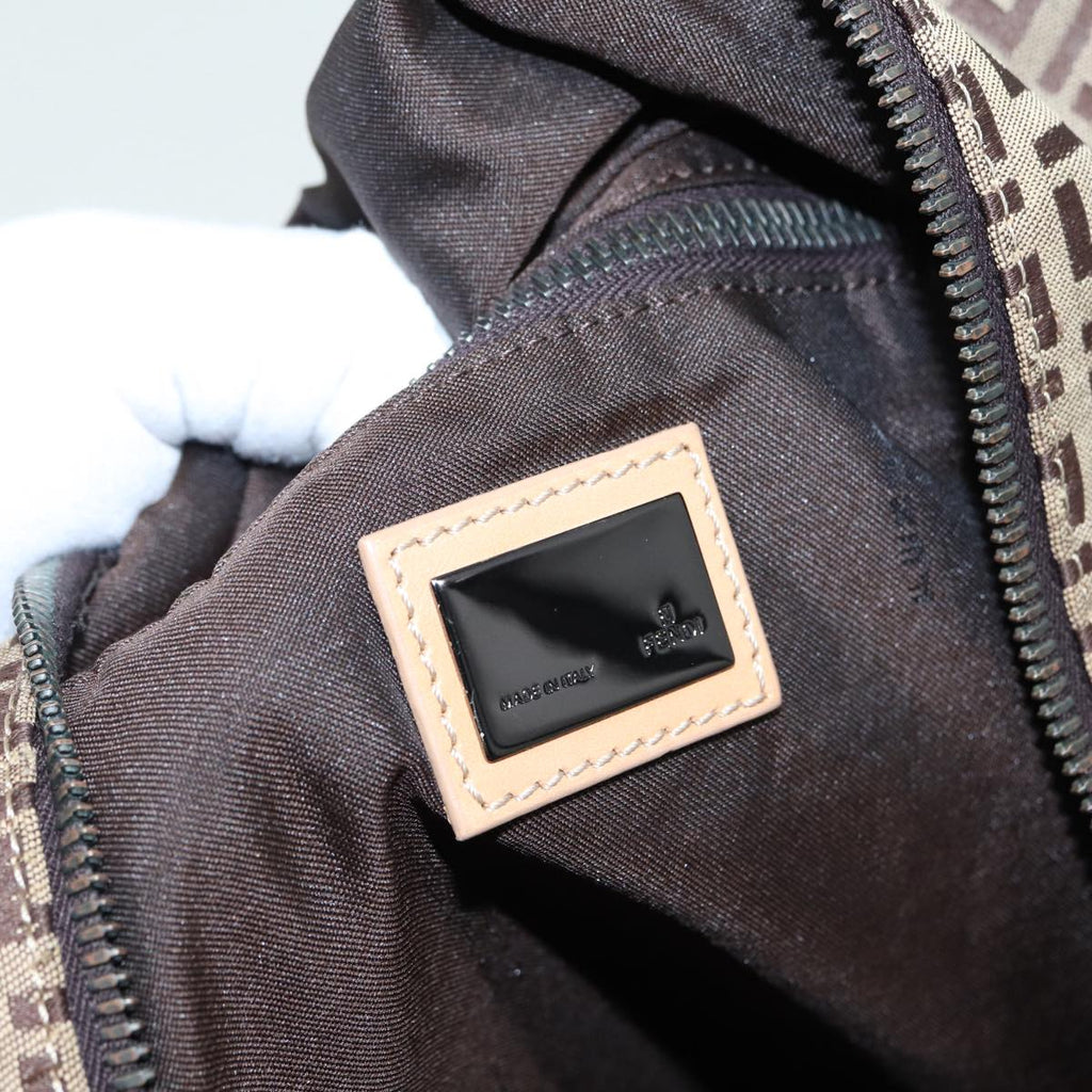 FENDI Zucchino Canvas Boston Bag 2way Beige Brown 85464