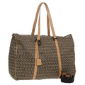 FENDI Zucchino Canvas Boston Bag 2way Beige Brown 85464