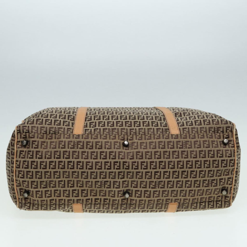 FENDI Zucchino Canvas Boston Bag 2way Beige Brown 85464