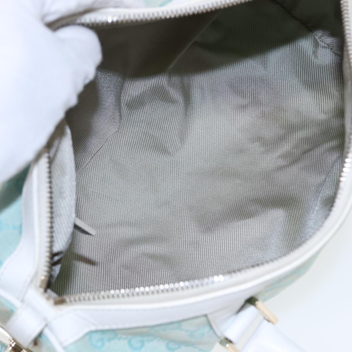 GUCCI GG Canvas Hand Bag Peppermint Gold 000 0851 85472