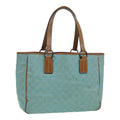 GUCCI GG Canvas Tote Bag Silver Turquoise Blue 113017 85473