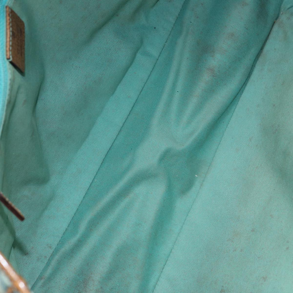 GUCCI GG Canvas Tote Bag Silver Turquoise Blue 113017 85473