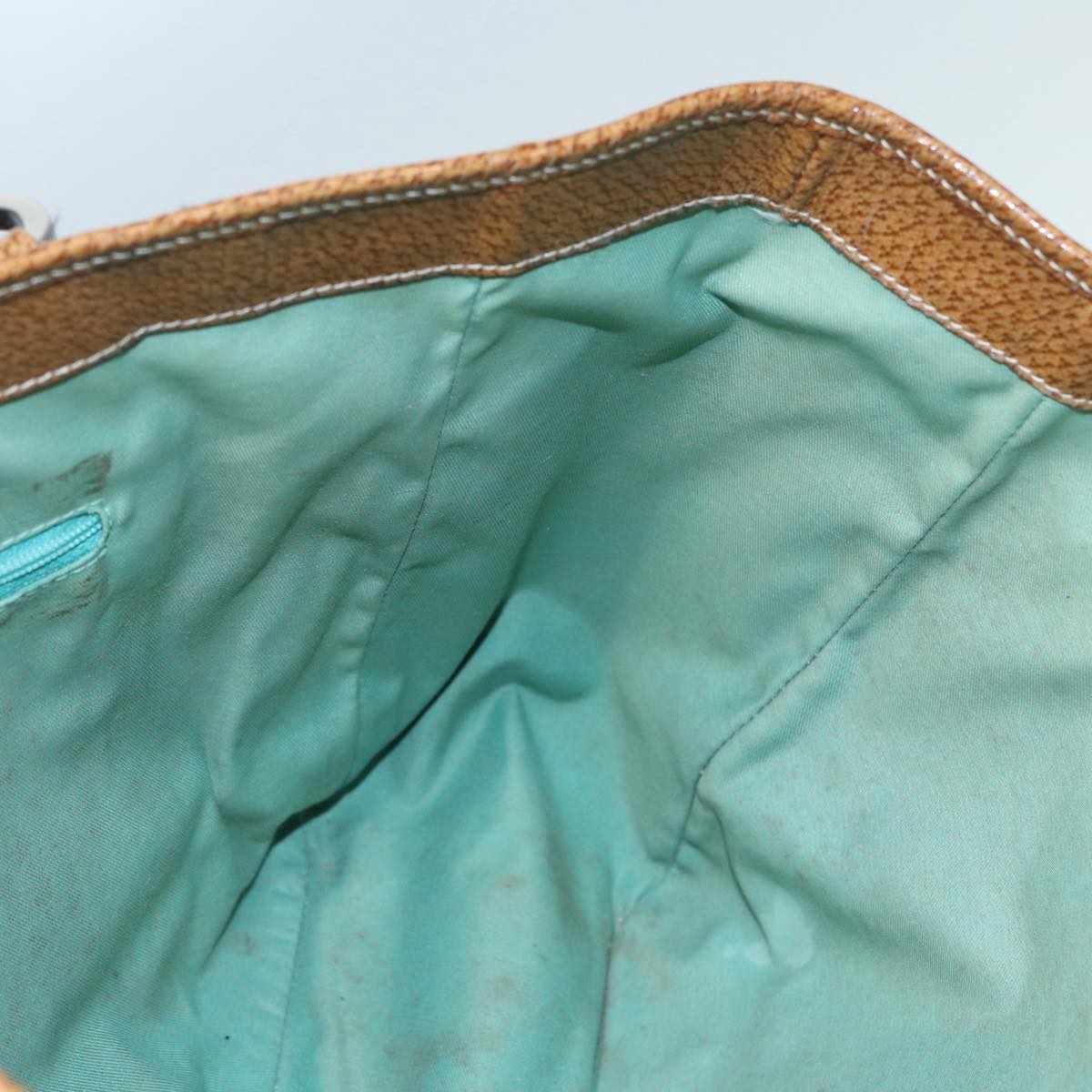 GUCCI GG Canvas Tote Bag Silver Turquoise Blue 113017 85473